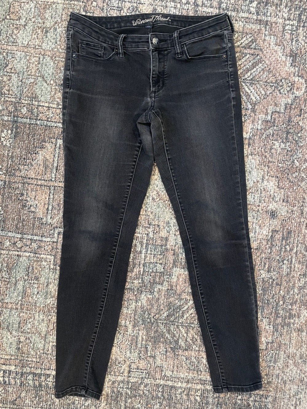 Universal Thread Black Skinny Jeans Mid Rise Stretch Denim Size 27
